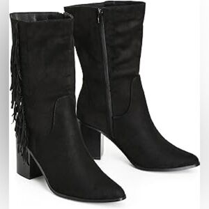 City Chic Women's Wide Fit Tassel Mid Boot Knee High size 41/US 9.5